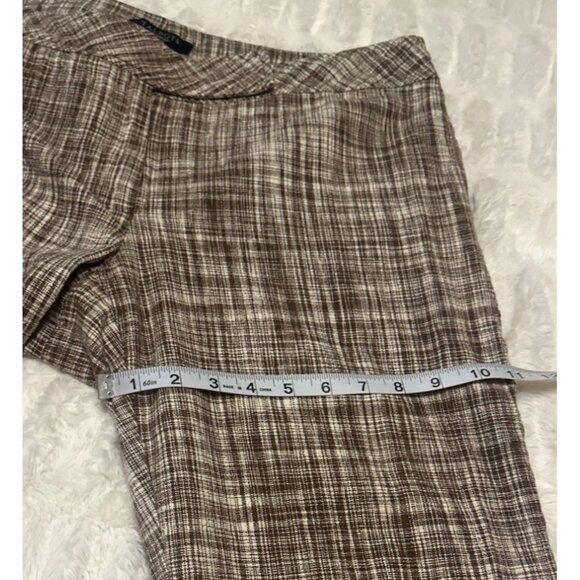 Talbot's Woman Capri Pants Brown & White Plaid Print Linen Blend Women Size 14W - Picture 8 of 16